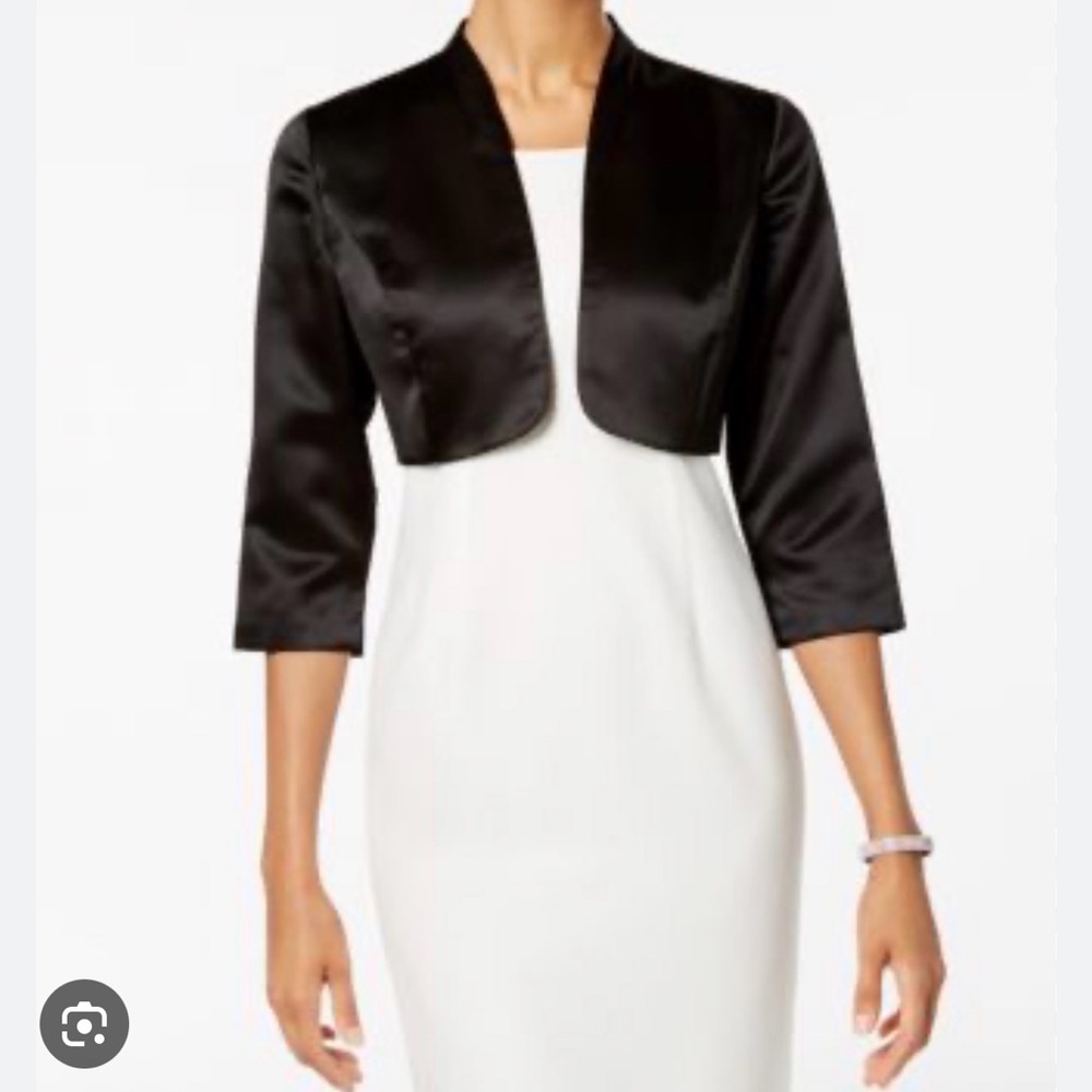 Alex Evenings Black Satin Bolero Jacket - Picture 3 of 4